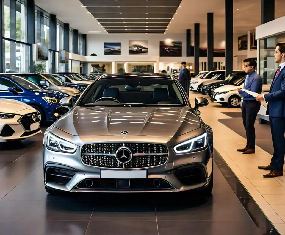 Mercedes-AMG GT 63 4-Door Coupe inside a luxury car showroom